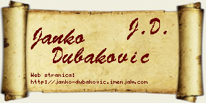 Janko Dubaković vizit kartica